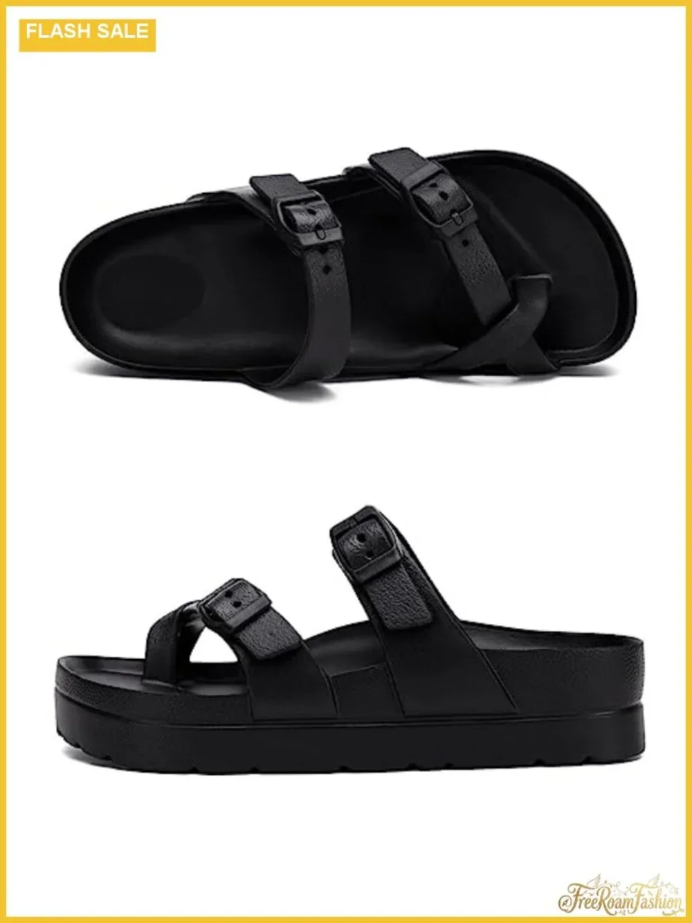 Women's Platform Sandals with Arch Support Adjustable Buckle Slides